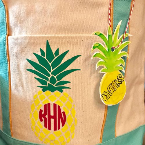 Pineapple, Summer, Gift Bag, Monogram, Stamp, Pink and Main, Xyron