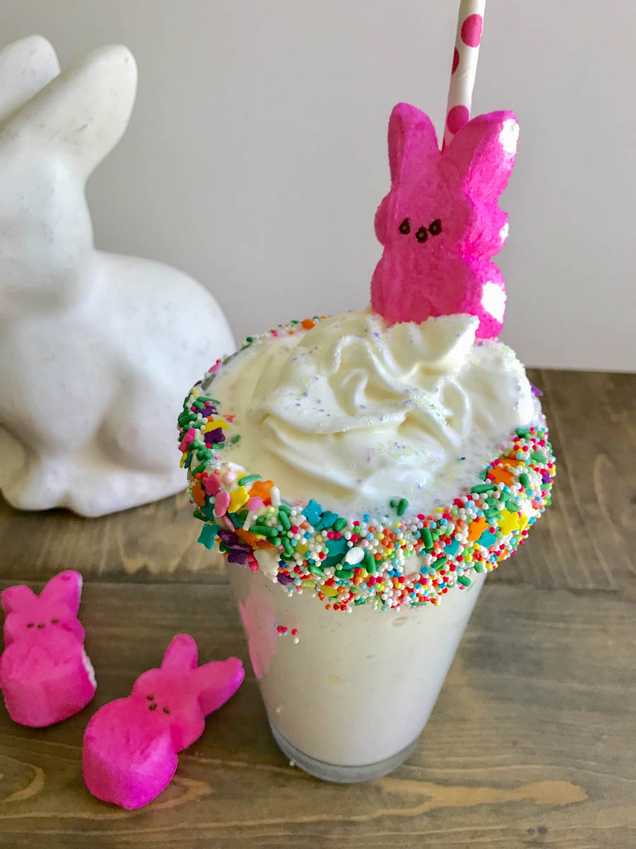 Peep Shake. We are HUGE fans of building our own Freak Shake style milkshakes at home. We all typically create our own flavors, and the person with the best flavor and tallest creation gets to pick the movie for family movie night. 