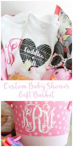 Everyday Party Magazine Custom Baby Shower Gift Basket #CricutMade #BabyShower #ThatsDarling #DIYGiftIdea
