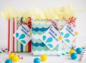 beach party favor bags with tag