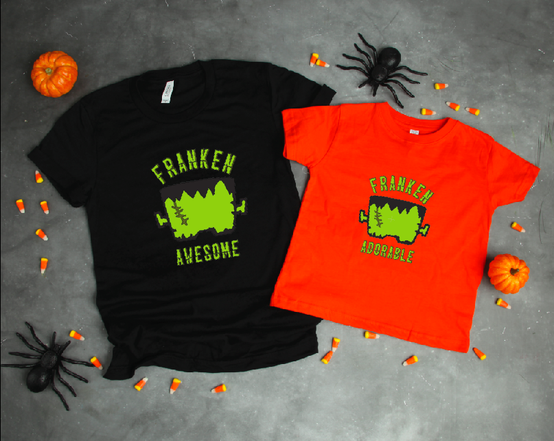 Make this Franken Awesome Halloween Shirt! Get the cut file on the blog #Halloween #Frankenstein #DIYShirt #CricutMade