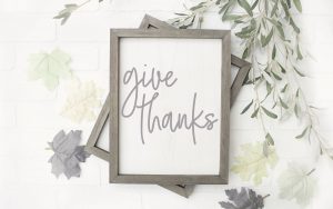 Farmhouse Give Thanks Sign Fall Leaves