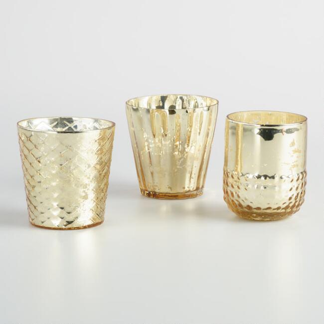 Gold Mercury Glass Candle Holders