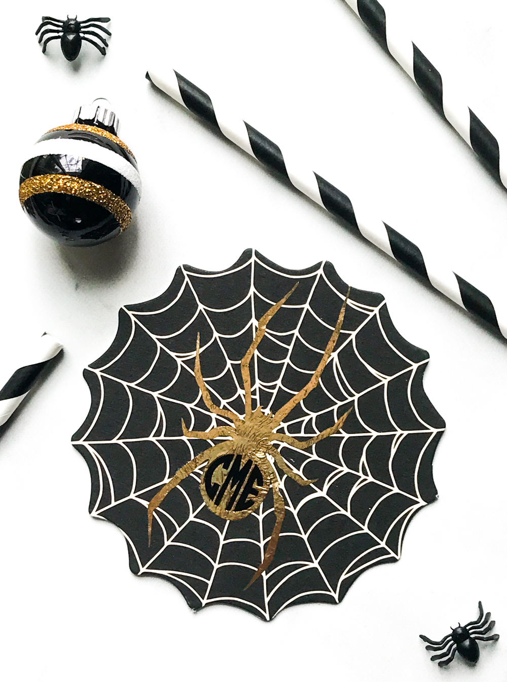 Gold Spider Coaster Halloween Decor