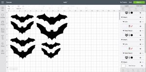 Cricut Design Space Screen Shot Bats