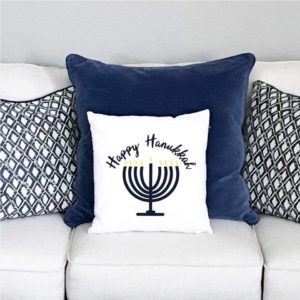 Menorah Hanukkah Pillow on Couch