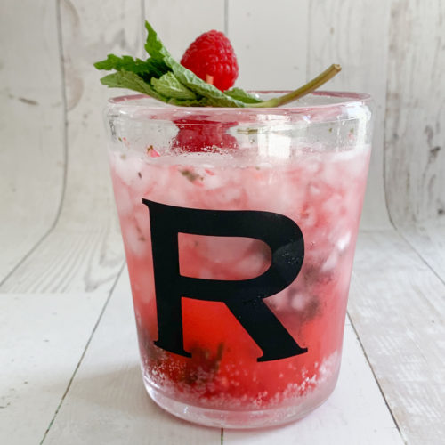 Raspberry Cocktail Monogrammed Glass