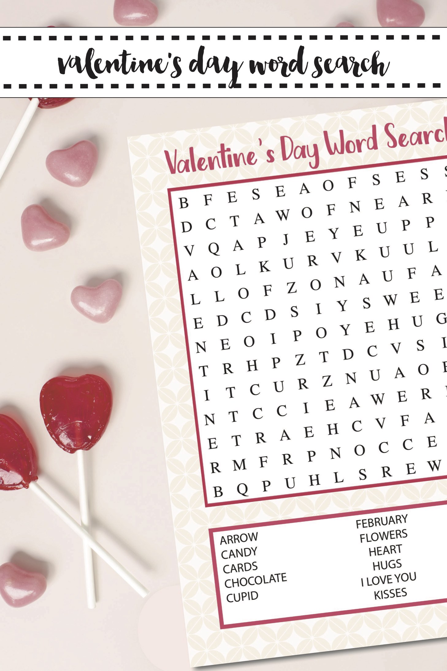 Valentine's Day Word Search Valentine's Day Candy