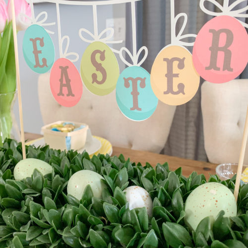 Easter Banner Boxwood Centerpiece