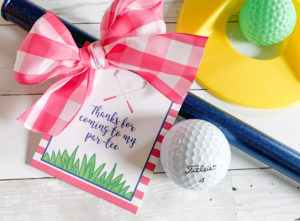 Golf Ball Golf Party Tag Gingham Bow