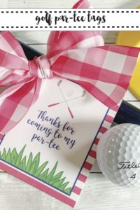 Golf Party Tags Gingham Bow Golf Ball