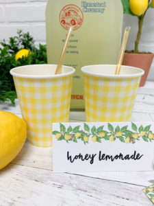 Honey Lemonade Gingham Cups Lemons