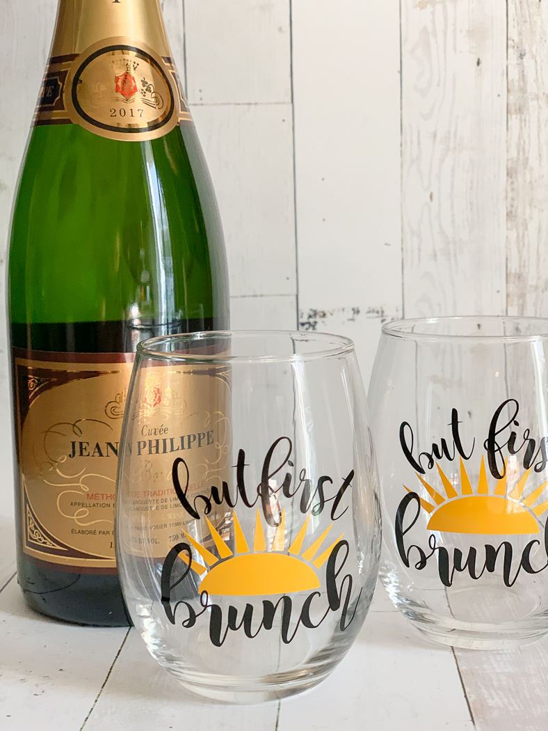 But First Brunch Wine Glasses Sparkling Champagne 