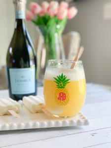 Pineapple Monogram Wine Glass Prosecco Popsicles