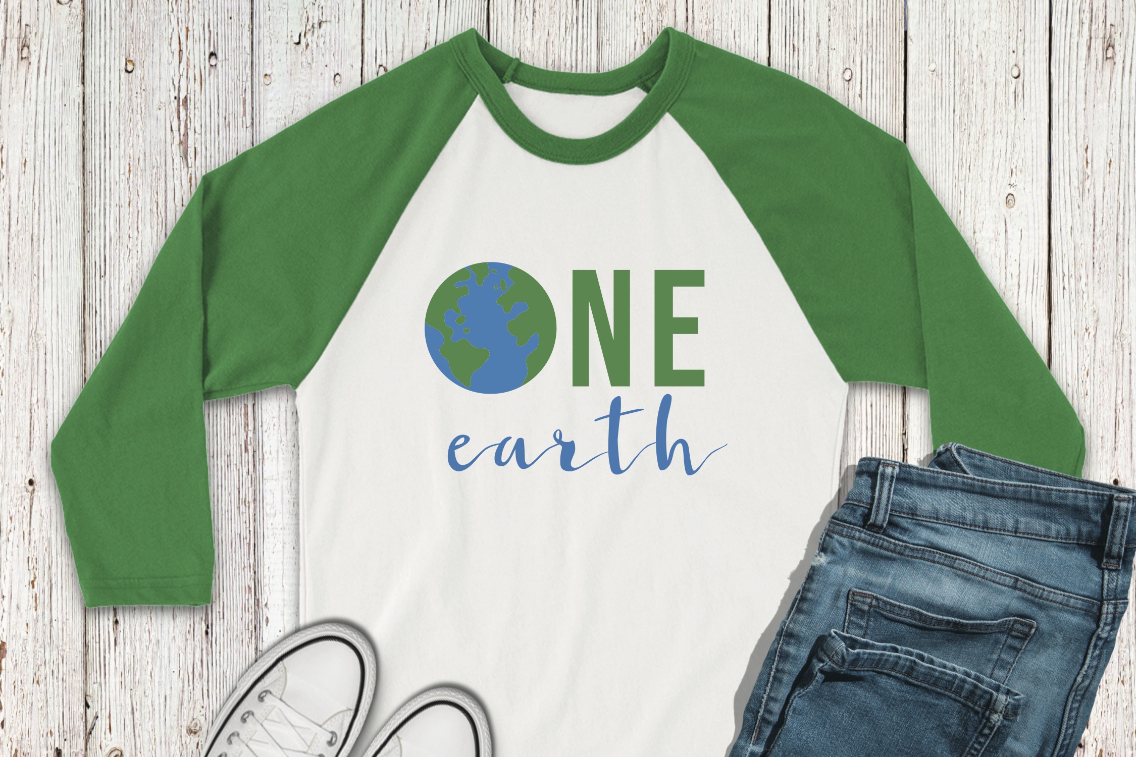 Earth Day Raglan Shirt Jeans