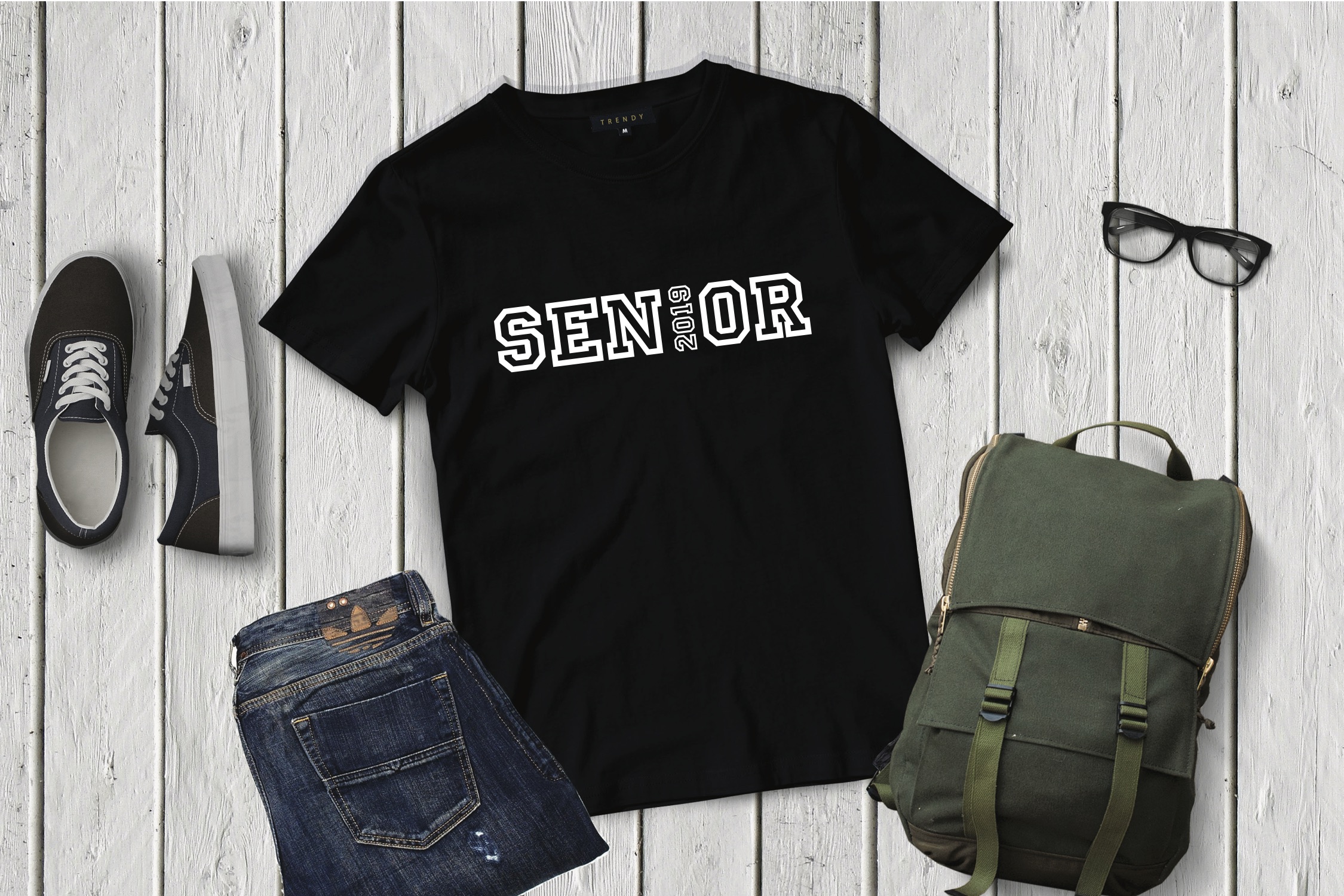 Black Senior Shirt Jeans Backpack