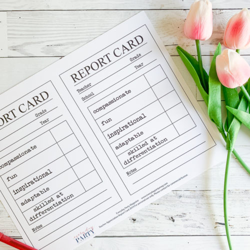 Printable Report Card Red Pen Tulip Stems