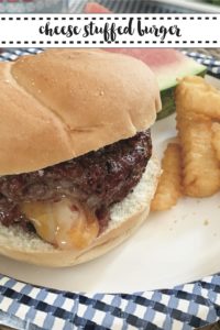 Cheese Burger Gingham Plate French Fries