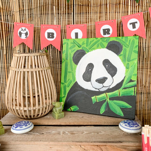 Panda Canvas Bamboo Lantern
