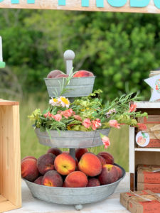 Three Tiered Tray Peaches and Flowers