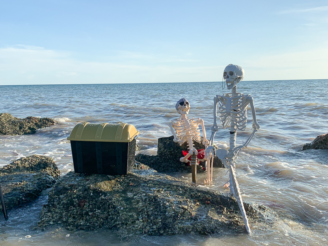 Skeleton Pirate Skeleton Mermaid  Treasure Chest
