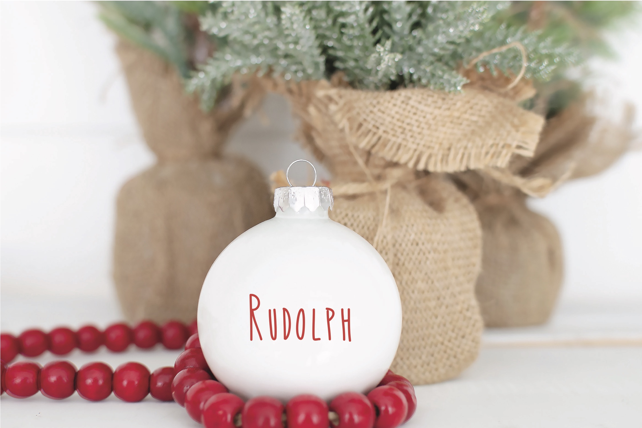 White Rudolph Ornament