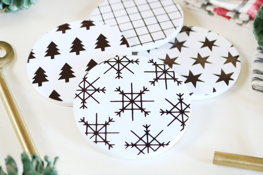 Crafted Sparrow Black and White Holiday Coasters