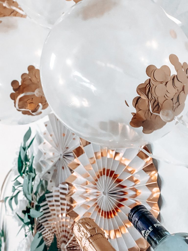 Rose Gold Rosettes and Balloons