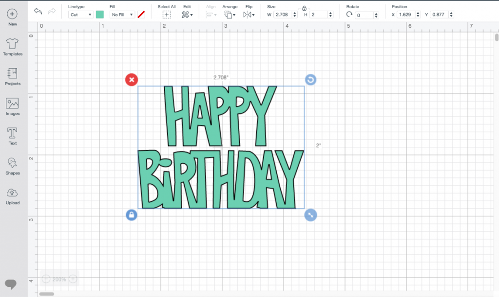 Cricut Design Space Screen Shot Happy Birthday