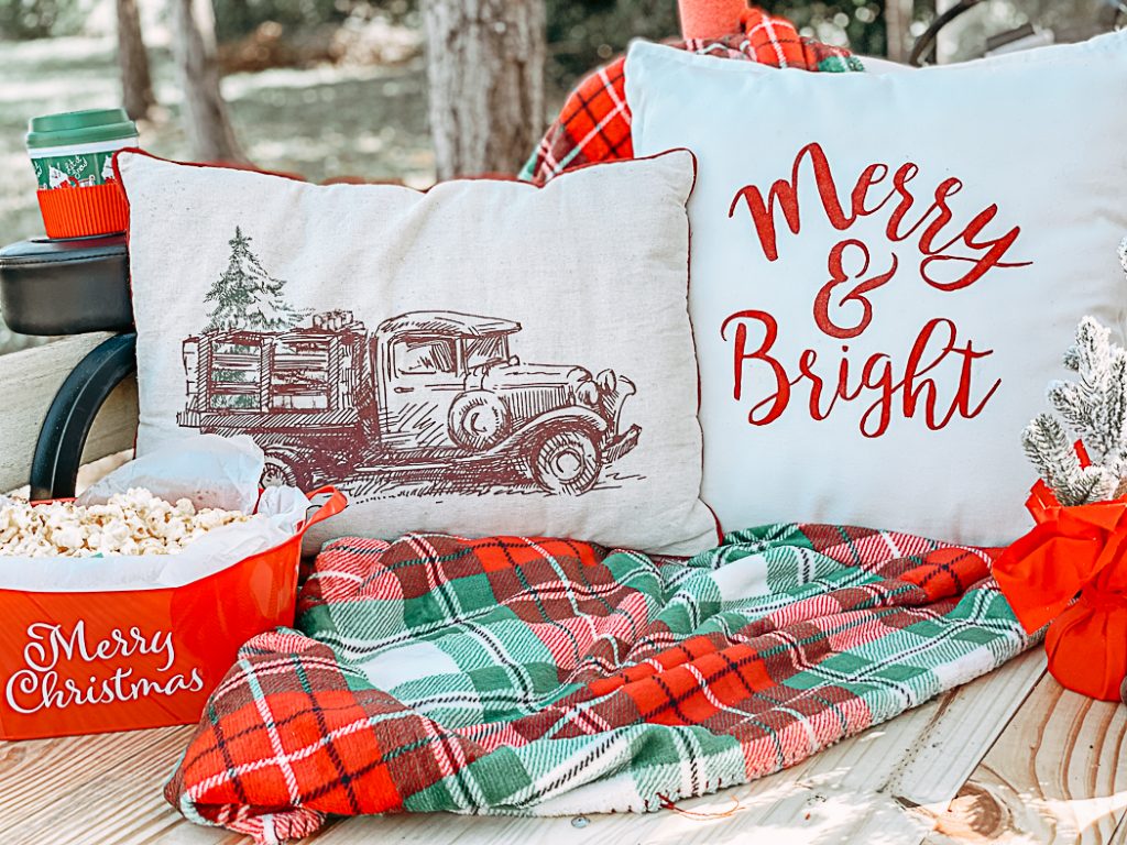 Christmas pillows and blankets