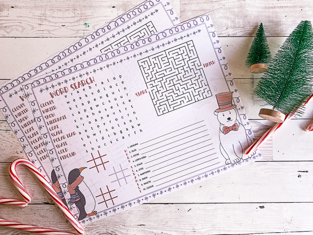 Candy Cane Crossword Activity Sheet