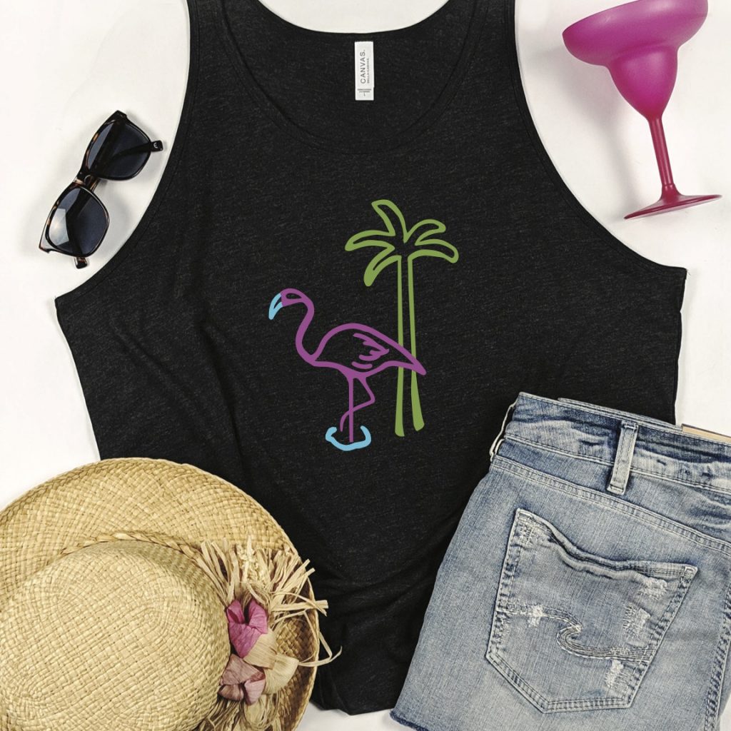 Flamingo tank top - hat - sunglasses