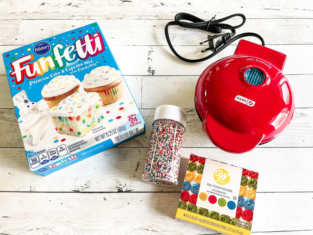 Cake Mix Cookie Sprinkles Mini Waffle Iron Food Coloring 