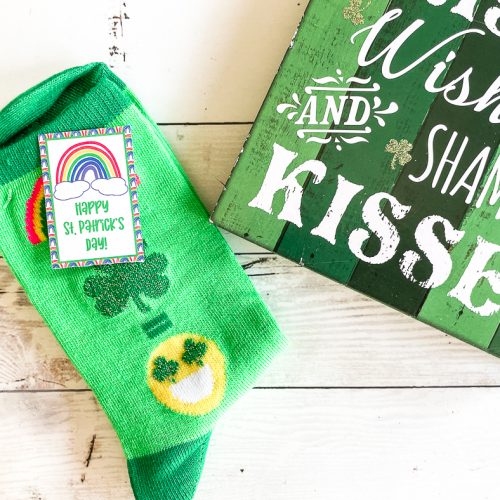 emoji St. Patrick's Day socks Printable Tag