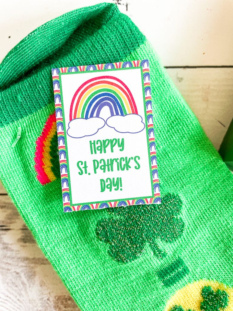 Shamrock Socks Printable Rainbow Tag