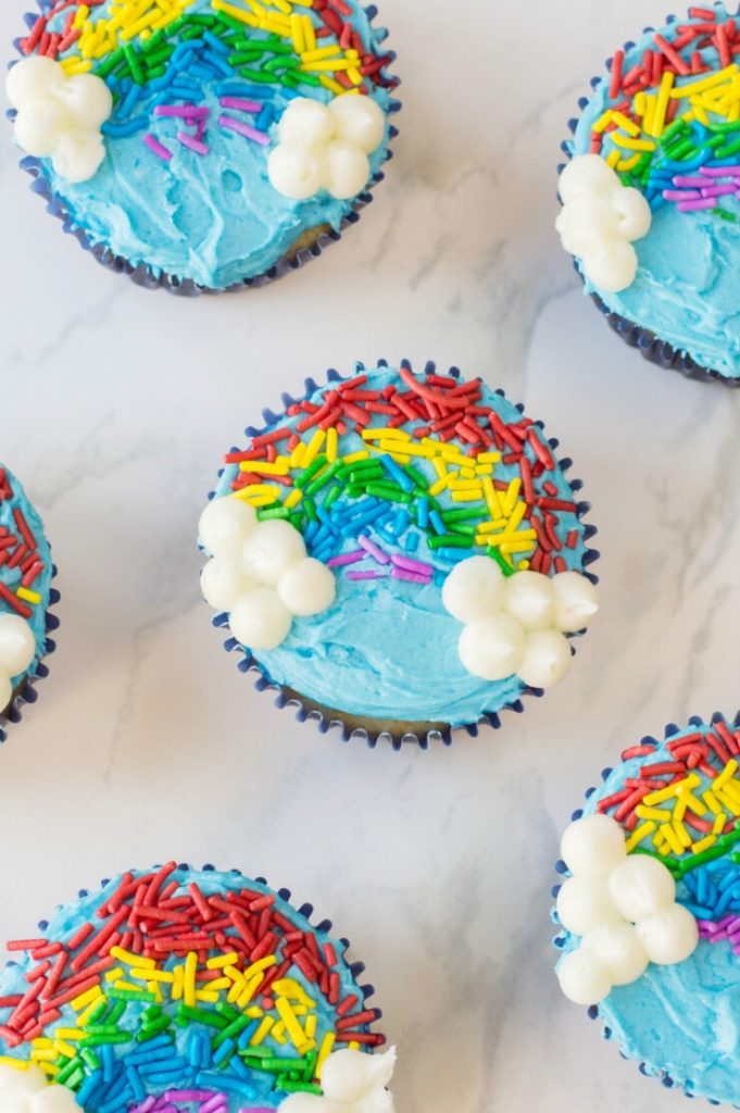 Sprinkle Rainbow Cupcakes
