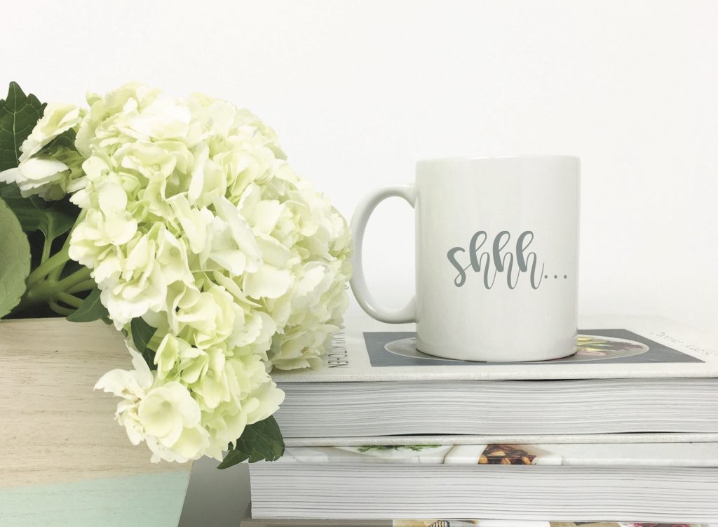 Shh Coffee Mug Books Flowers