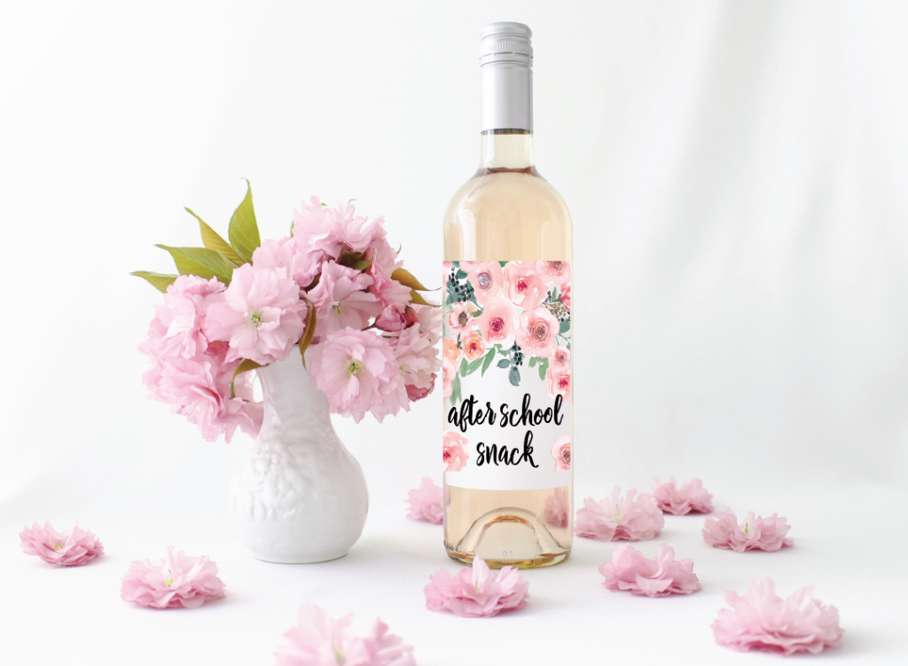 Pink flowers white wine