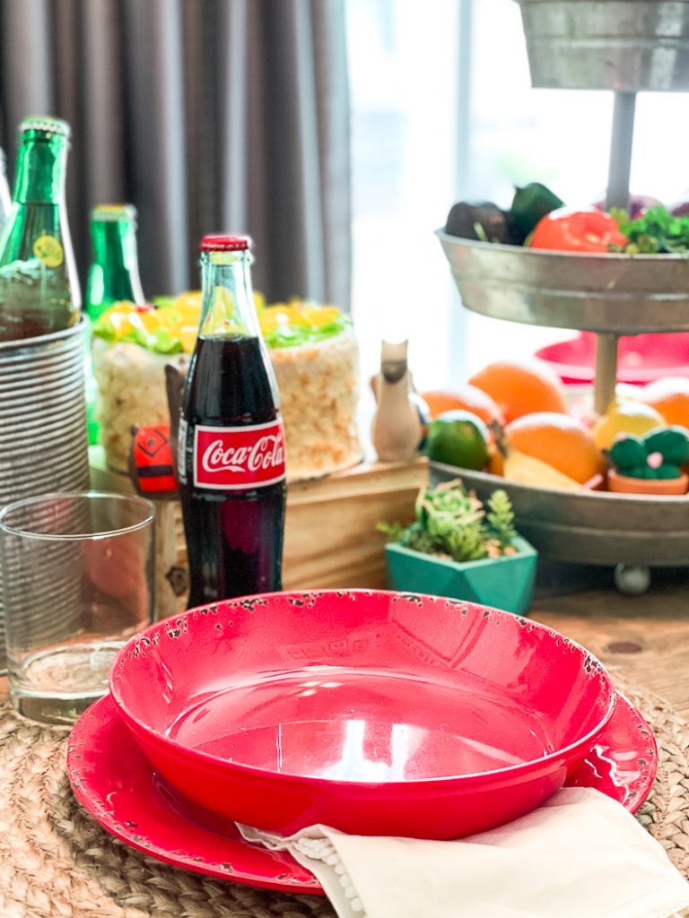 Red Plate Red Bowl Mexican Coke Cake Cactus