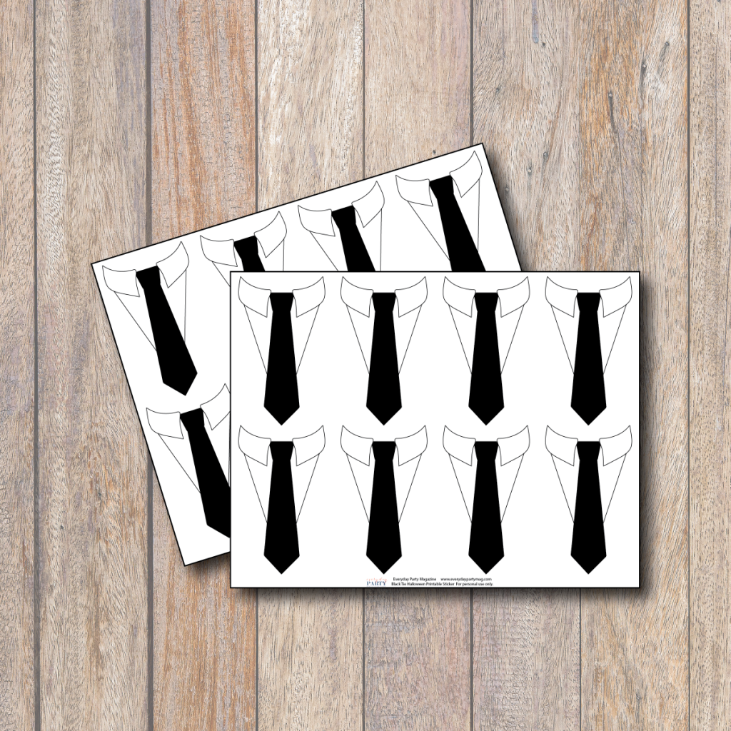 Printable Halloween Black Tie Stickers - Everyday Party Magazine