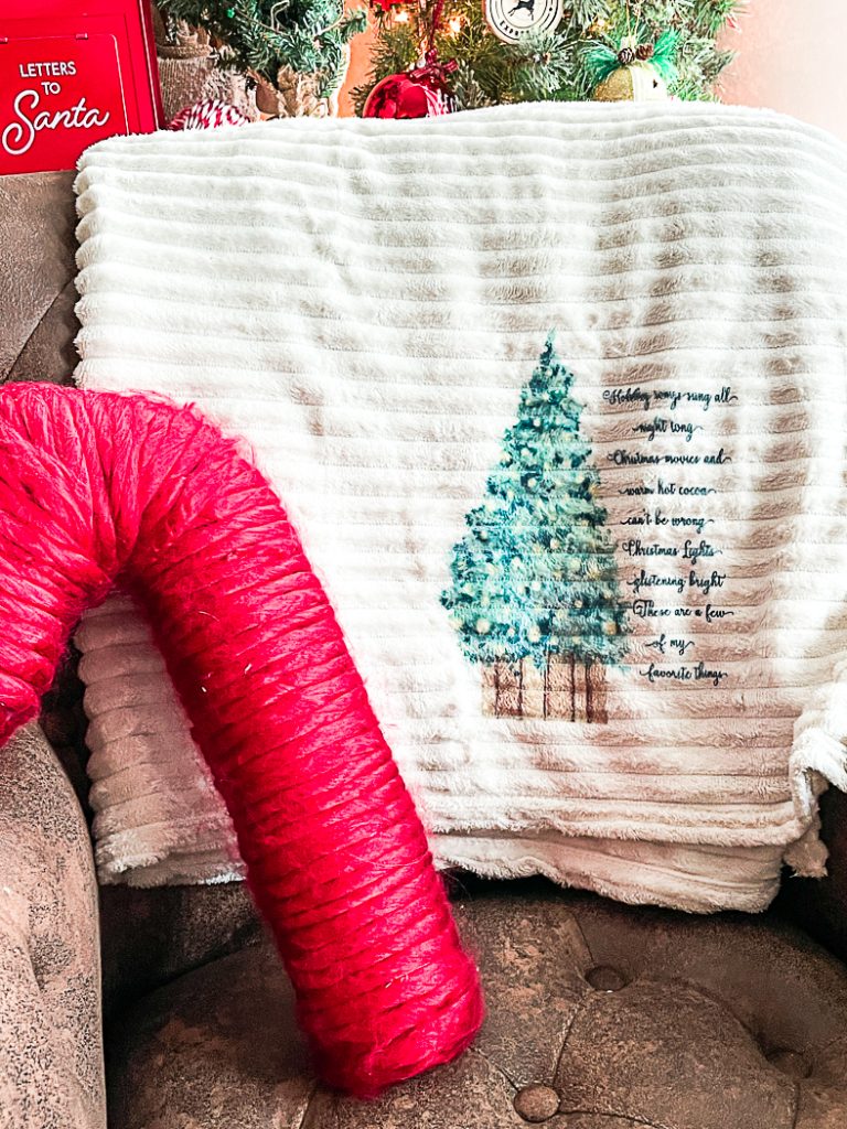 Holiday Blanket and Candy Cane Pillow