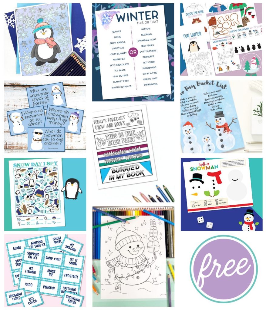 Snow Day Printable Collage
